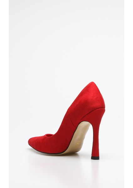Plus Kırmızı Suet Kadın Stiletto