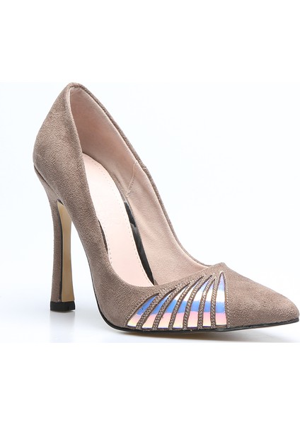 Plus Vizon Suet Kadın Stiletto