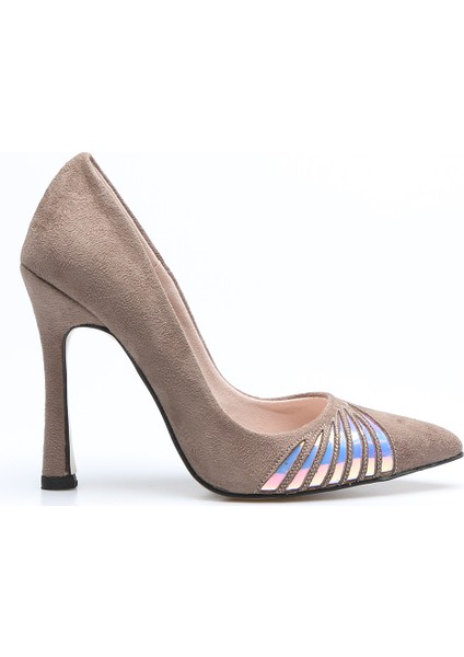 Plus Vizon Suet Kadın Stiletto