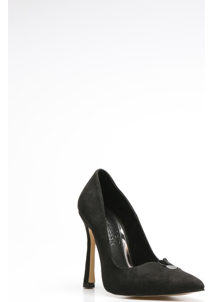 Plus Siyah Suet Kadın Stiletto