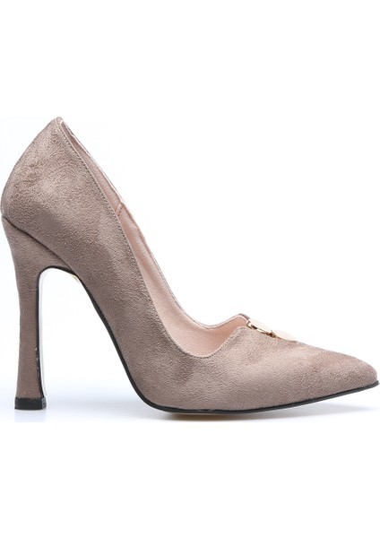 Plus Vizon Suet Kadın Stiletto