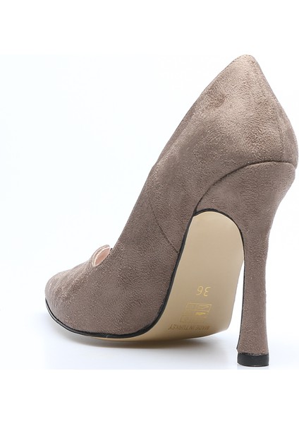 Plus Vizon Suet Kadın Stiletto