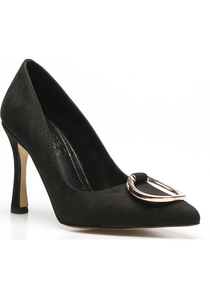 Plus Siyah Suet Kadın Stiletto