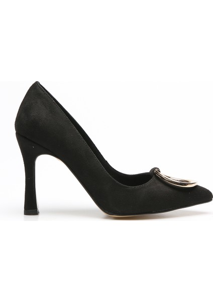 Plus Siyah Suet Kadın Stiletto