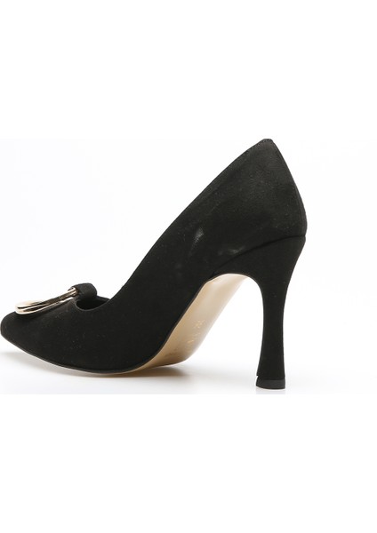 Plus Siyah Suet Kadın Stiletto