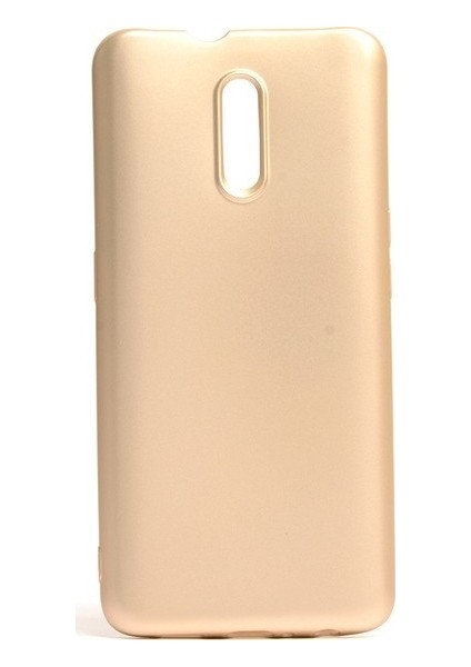 Oppo Reno Kılıf Mat Premium Silikon Kılıf - Gold + Cam Ekran Koruyucu