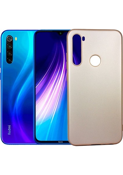 Xiaomi Redmi Note 8 Kılıf Mat Premium Silikon Kılıf - Gold + Cam Ekran Koruyucu