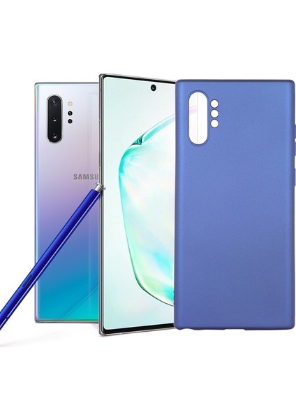 Samsung Galaxy Note 10 Plus Kılıf Mat Premium Silikon Kılıf - Saks Mavi + 3D Curve Nano Ekran Koruyucu