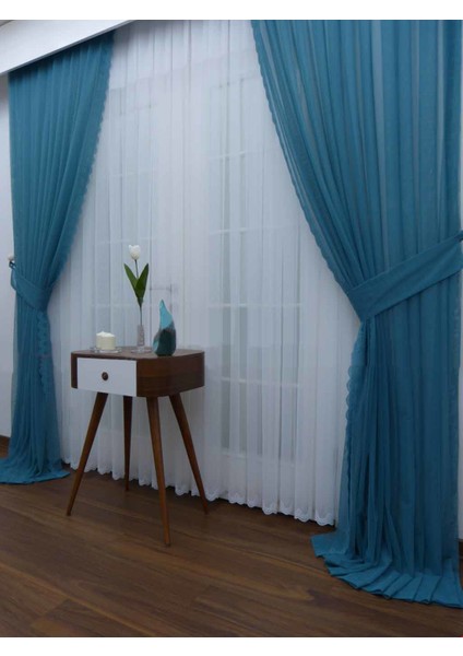 Caserta Home Sık Pileli 1/3 Grek 526 Mint Tül Fon Perde - 80 x 300 cm