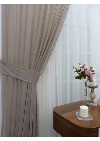 Sık Pileli 1/3 Grek 526 Nohut Tül Fon Perde - 70 x 280 cm
