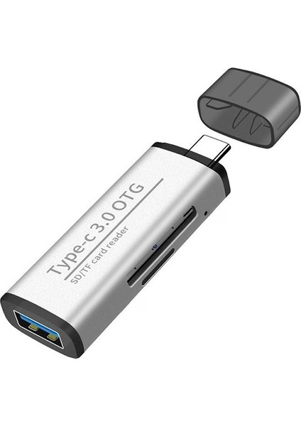 ADS-103 USB Type-C SD/TF Hafıza Kart Okuyucu - Gümüş