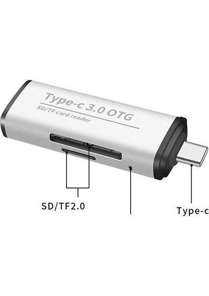 ADS-103 USB Type-C SD/TF Hafıza Kart Okuyucu - Gümüş