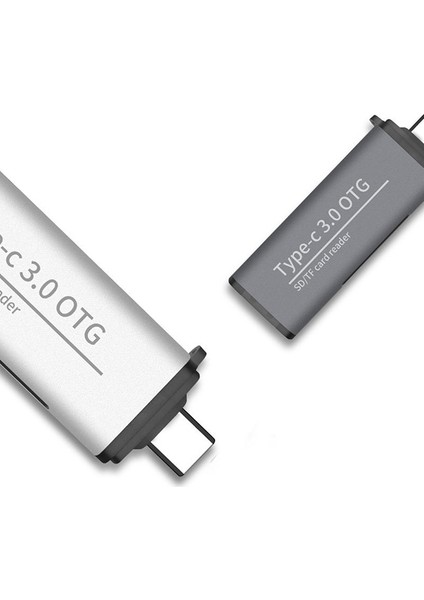 ADS-103 USB Type-C SD/TF Hafıza Kart Okuyucu - Gümüş