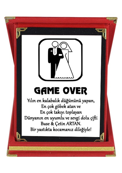 Yeni Evlilere Düğün Hediyesi Isimli Game Over Plaket
