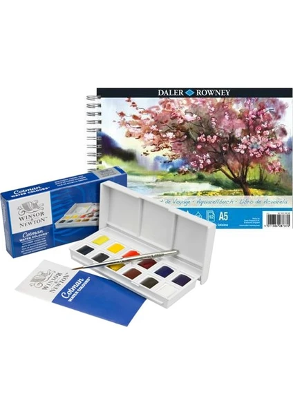 Winsor & Newton Cotman Sketchers Sulu Boya 12'li + Defter