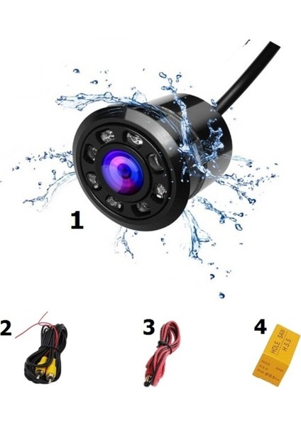 Hd Multi-Fonksiyonel Gece Görüşlü Araç Geri Görüş Geri Vites Kamerası 8 LED
