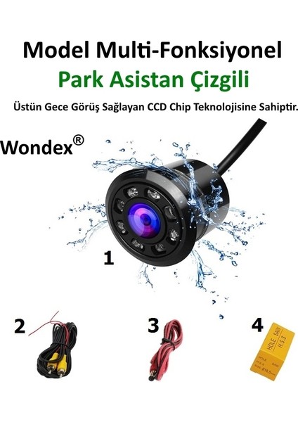 Hd Multi-Fonksiyonel Gece Görüşlü Araç Geri Görüş Geri Vites Kamerası 8 LED modelleri