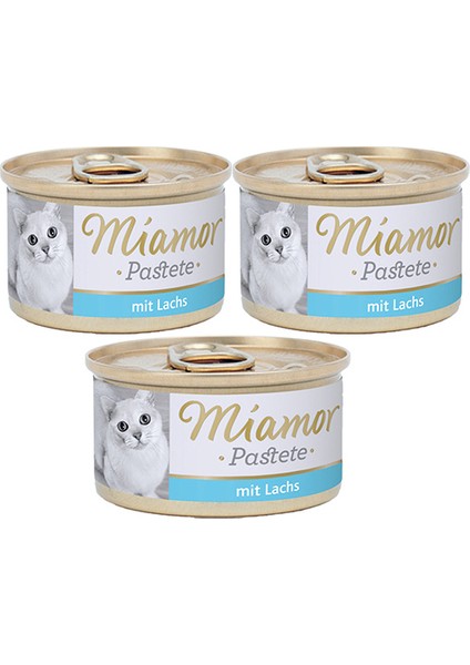 Pastete Somonlu 85 g Yetişkin Kedi Konserve Maması 3'lü Paket