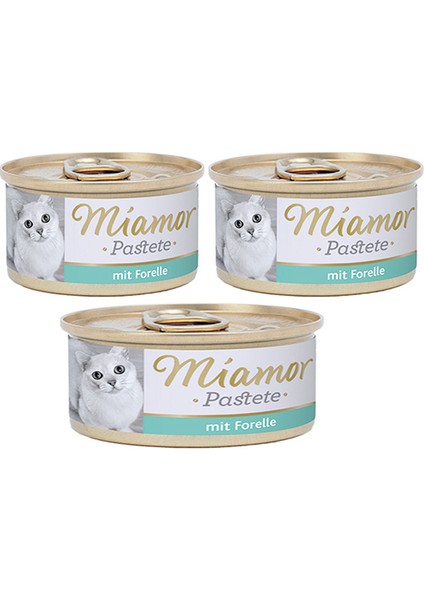Pastete Alabalıklı 85 g Yetişkin Kedi Konserve Maması 3'lü Paket