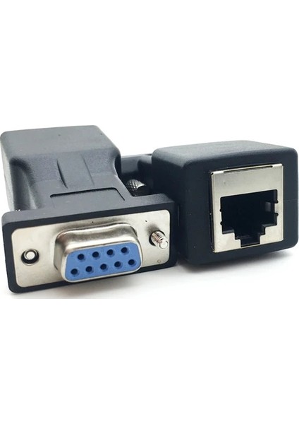 4349 RS232 To RJ45 9 Pin Ethernet Adaptör Ekleme Ek Uzatıcı CAT5E 6 Extender Çevirici Dönüştürücü 30 mt