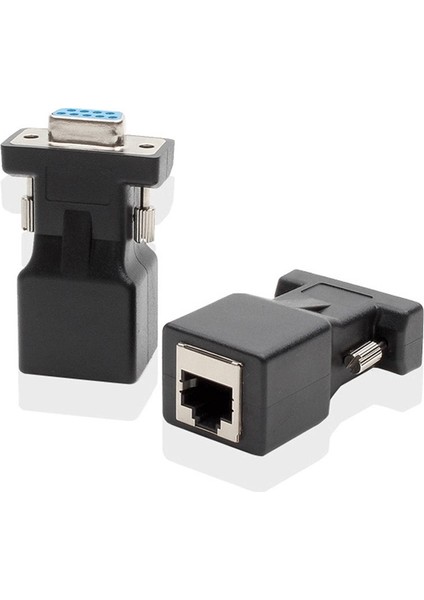 4349 RS232 To RJ45 9 Pin Ethernet Adaptör Ekleme Ek Uzatıcı CAT5E 6 Extender Çevirici Dönüştürücü 30 mt