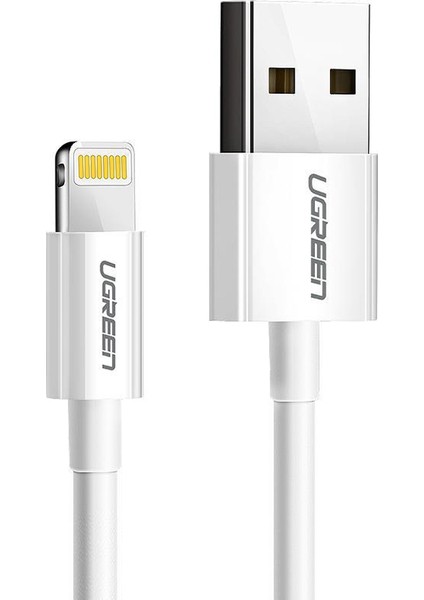 UGREEN Lightning to USB-A MFi Sertifikalı İphone Hızlı Şarj Kablosu, 2 Metre, Beyaz - 20730