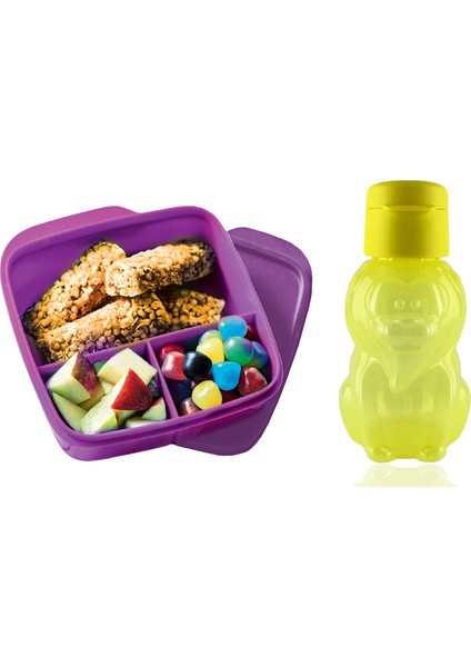 Beslenme Seti (Bölmeli Beslenme Kutusu 550 ml ve Aslan Desenli Eko Şişe 350 ml)