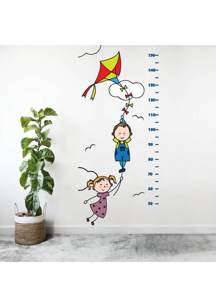 Kt Decoration Kt Decor Uçurtma Uçuran Sevimli Çocuklar Boy Ölçer Sticker