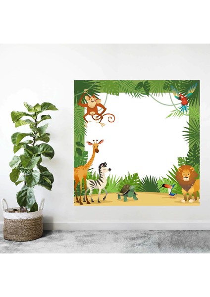 Kt Decor Orman Hayvanları Çerçeveli Yazılabilir Duvar Sticker