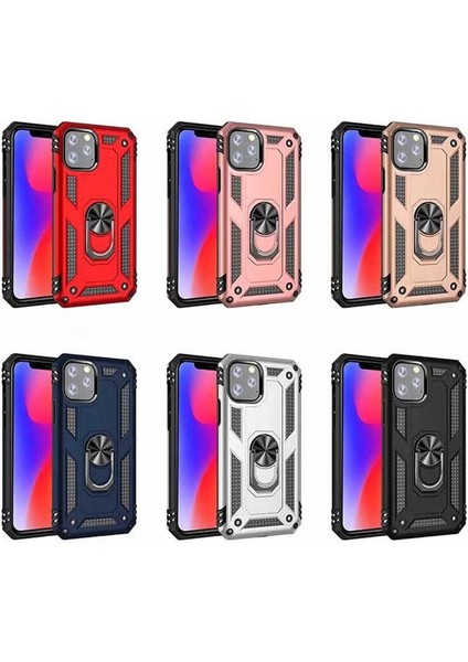 Apple iPhone 11 Pro Max Kılıf Çift Katmanlı Yüzüklü Manyetik Vega Kapak Siyah fiyatları