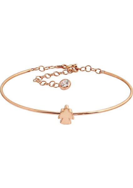 B041501 Melek Motifli Gümüş Bilekten Geçmeli Kelepçe