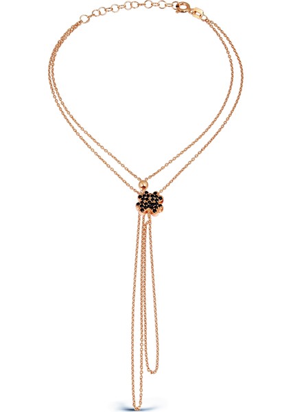 Yonca Motifli Gümüş Çift Zincirli Şahmeran