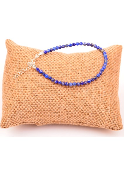 Çok İnce Lapis Lazuli Taşı Gümüş Bileklik ( 3,3 Mm )