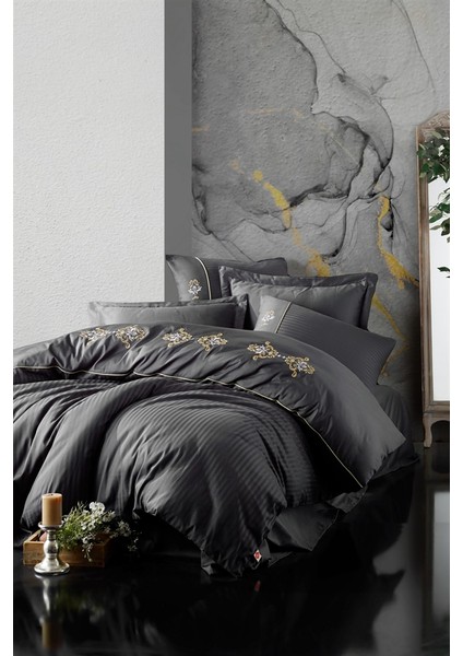 Brode Saten Nevresim Takımı - King Antrasit fiyatları