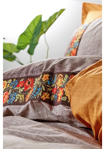 Folk Art Çift Kişilik Nevresim Takimi Vizon