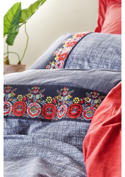 Folk Art Çift Kişilik Nevresim Takimi Lacivert fiyatları