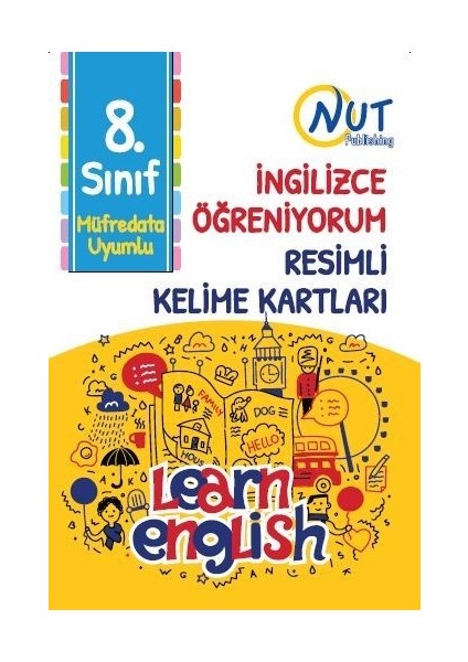 Nut Publishing 8. Sınıf İngilizce Öğreniyorum Resimli Kelime Kartları