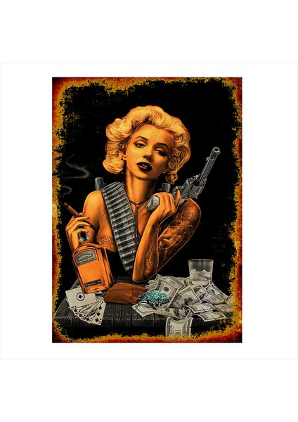 Ahşap Tablo Gangster Marliyn Monroe