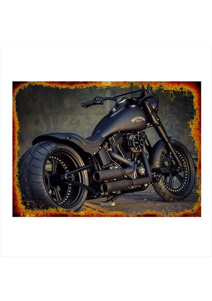 Ahşap Tablo Harley Davidson Chopper