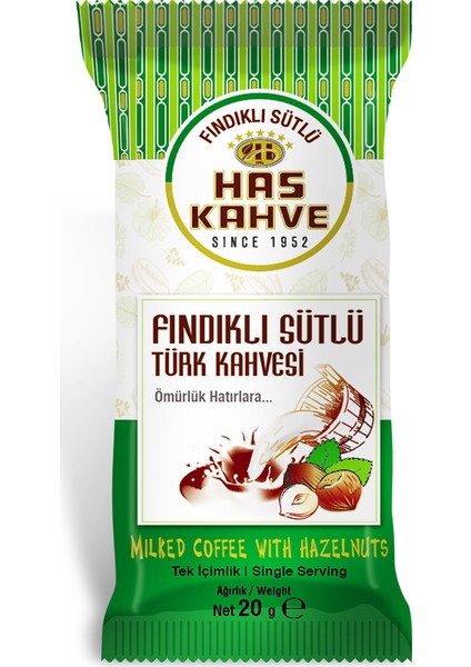 Tek İçimlik Fındıklı Sütlü Türk Kahvesi 12'li 20 gr