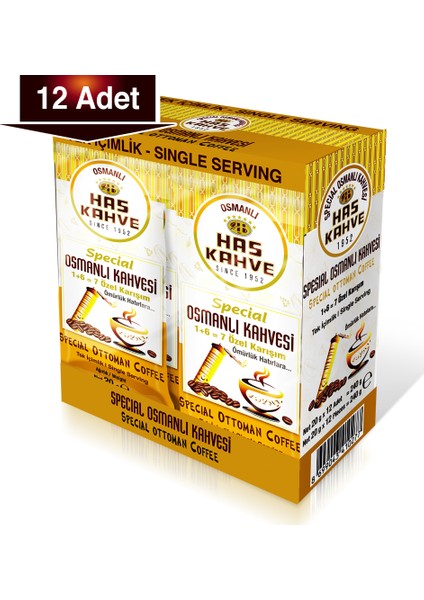 Tek İçimlik Special Osmanlı Kahvesi 12'li 20 gr
