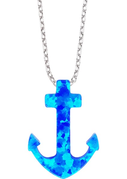 Opal Taşlı Gümüş Çapa Kolye G798Kl