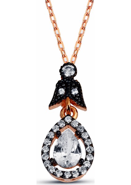 N120801 Elmas Kesim Gümüş Damla Kolye