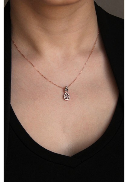 N120801 Elmas Kesim Gümüş Damla Kolye fiyatları