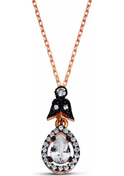 N120801 Elmas Kesim Gümüş Damla Kolye modelleri