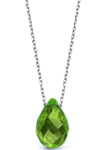 Kristal Peridot Taşlı Gümüş Kolye