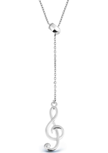 Sallantılı Gümüş Sol Anahtarı Kolye