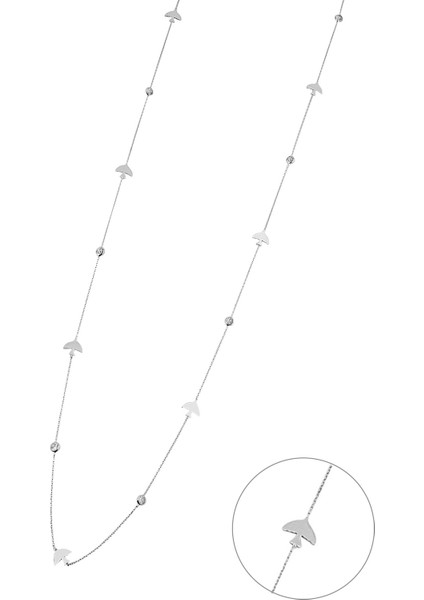 Zirkon Taşlı Gümüş Uzun Kırlangıç Kolye