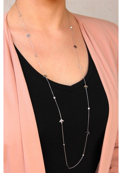 Zirkon Taşlı Gümüş Uzun Kırlangıç Kolye fiyatları