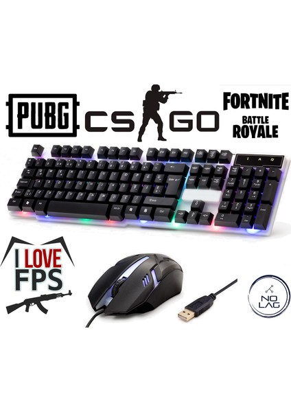 K-800 Işıklı Oyuncu Klavye Mouse Seti